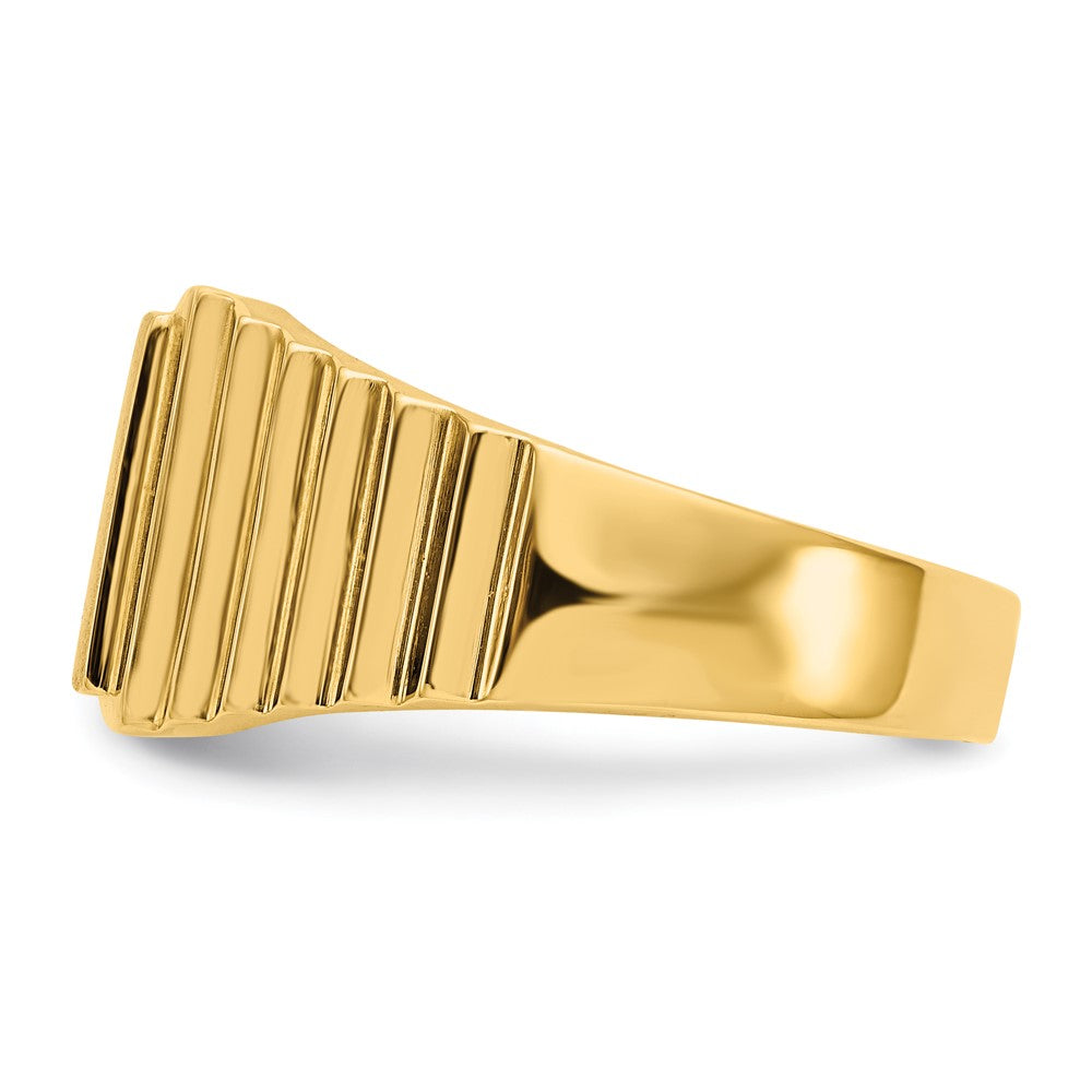 14k 8.5x10.0mm Open Back Mens Signet Ring