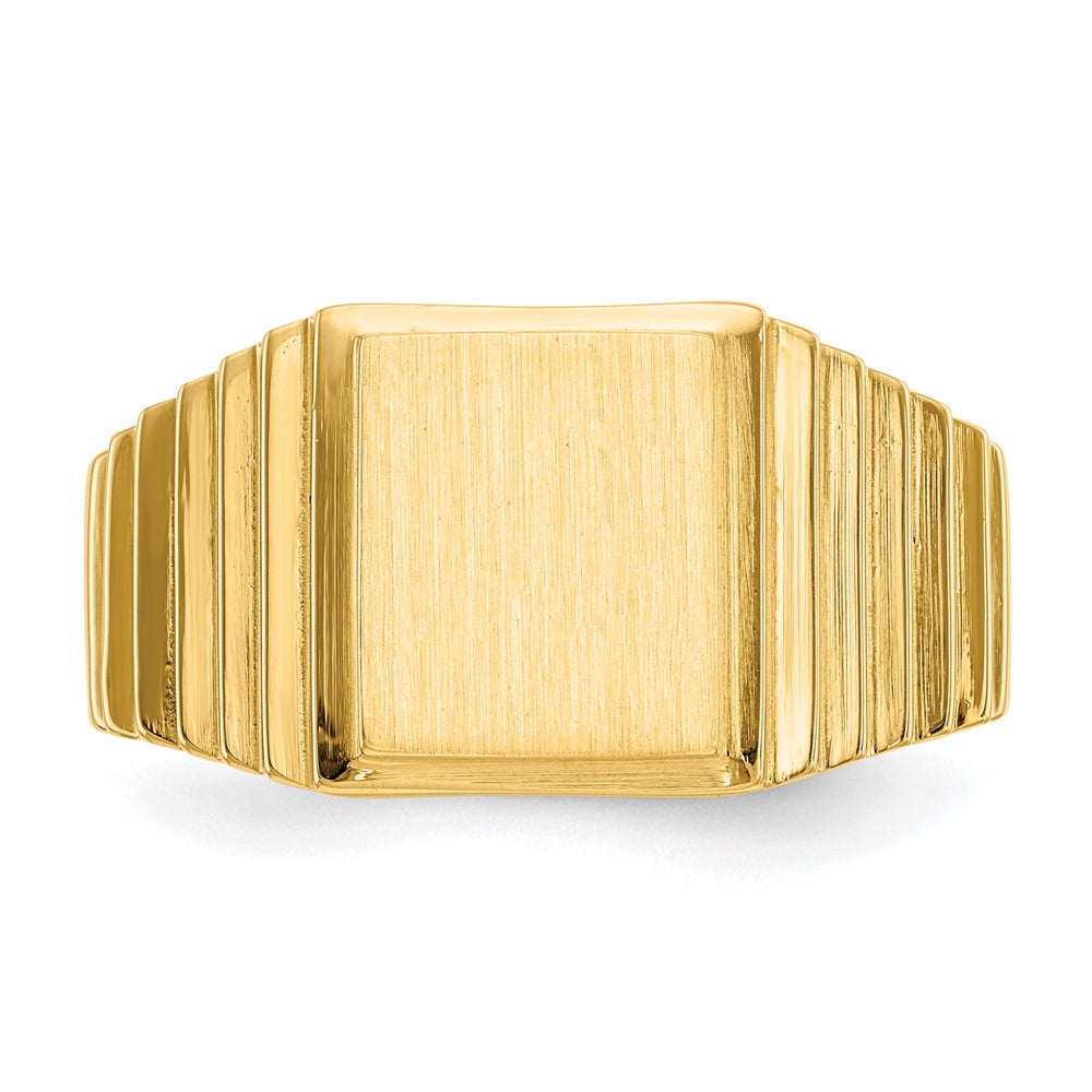 14k 8.5x10.0mm Open Back Mens Signet Ring