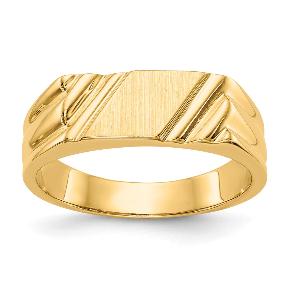 Solid;Casted;Polished;Satin;14k Yellow gold;Open back;Engravable;Avail. in 10k yellow gold;Avail. in 18k yellow gold;Avail. in 14k white gold;Avail. in 18k white gold