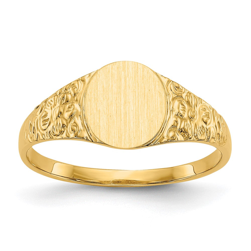 Solid;Casted;Polished;14k Yellow gold;Engravable;In-house sizing;Avail. in 10k yellow gold;Avail. in 18k yellow gold;Avail. in 14k white gold;Avail. in 18k white gold;Solid Back
