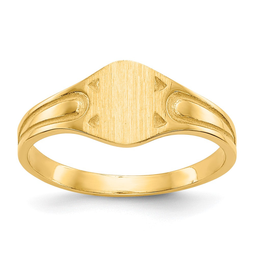 Solid;Casted;Polished;14k Yellow gold;Engravable;In-house sizing;Avail. in 10k yellow gold;Avail. in 18k yellow gold;Avail. in 14k white gold;Avail. in 18k white gold;Solid Back