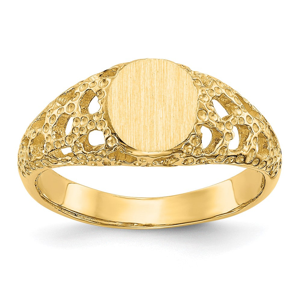 Casted;14k Yellow gold;Engravable;In-house sizing;Avail. in 10k yellow gold;Avail. in 18k yellow gold;Avail. in 14k white gold;Avail. in 18k white gold;Polished & satin