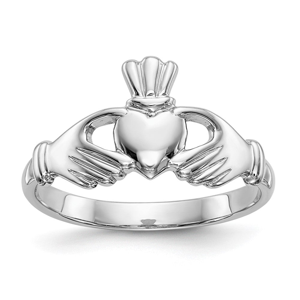 Solid;Casted;Polished;14K White gold;Open back