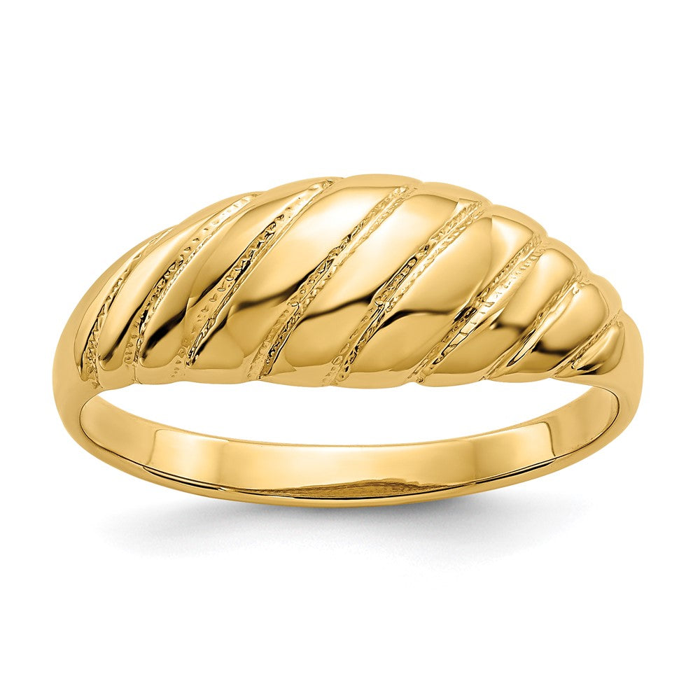 Solid;Casted;Polished;14k Yellow gold;Open back