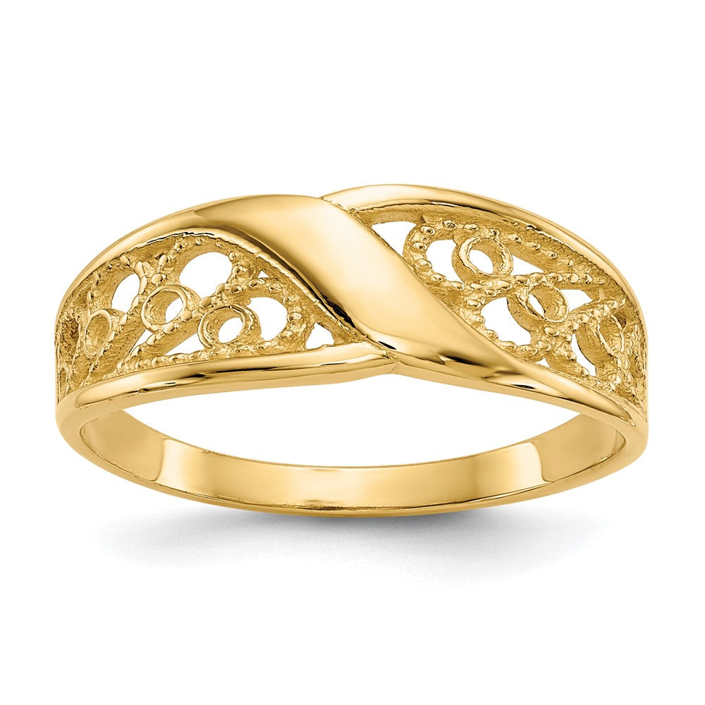 Solid;Casted;Polished;14k Yellow gold;Filigree