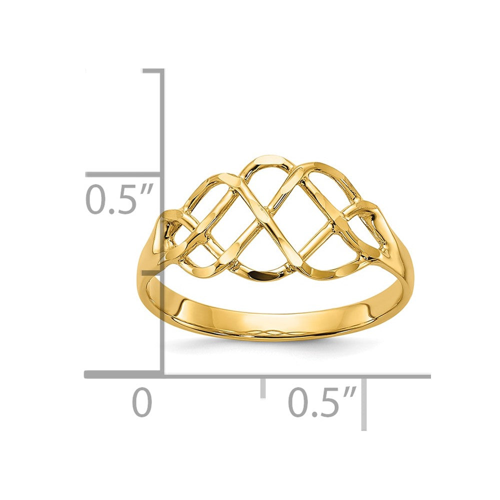 14k Polished & Diamond-Cut Fancy Ring