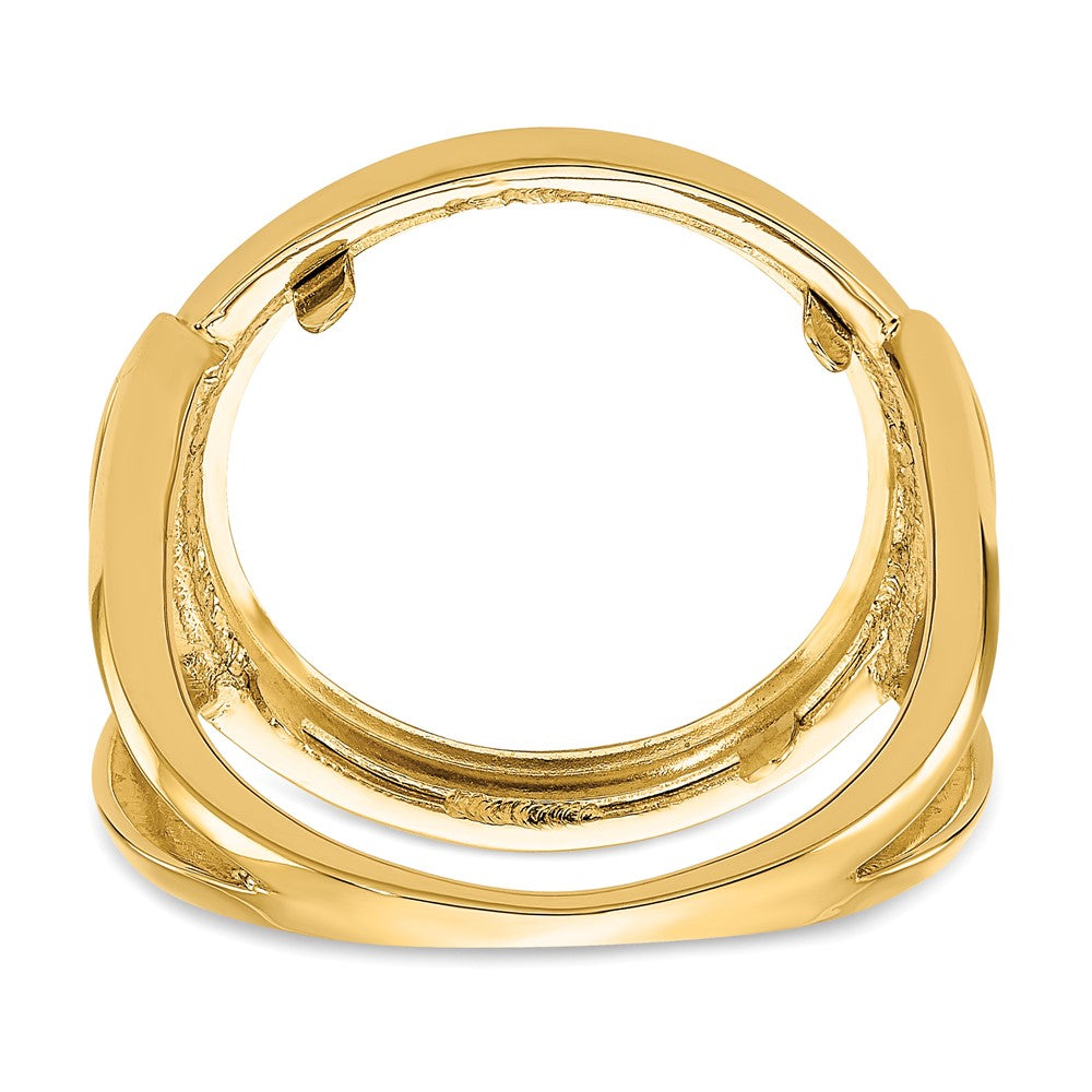 Wideband Distinguished Coin Jewelry 14k Ladies' Polished and Diamond-cut 16.5mm Coin Bezel Ring