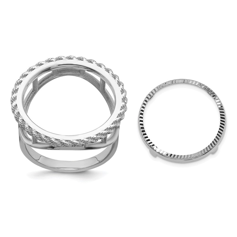 Polished;14K White gold;Bezel