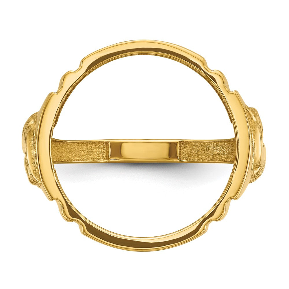 Wideband Distinguished Coin Jewelry 14k Men's Polished with Horse Sides 16.5mm Coin Bezel Ring