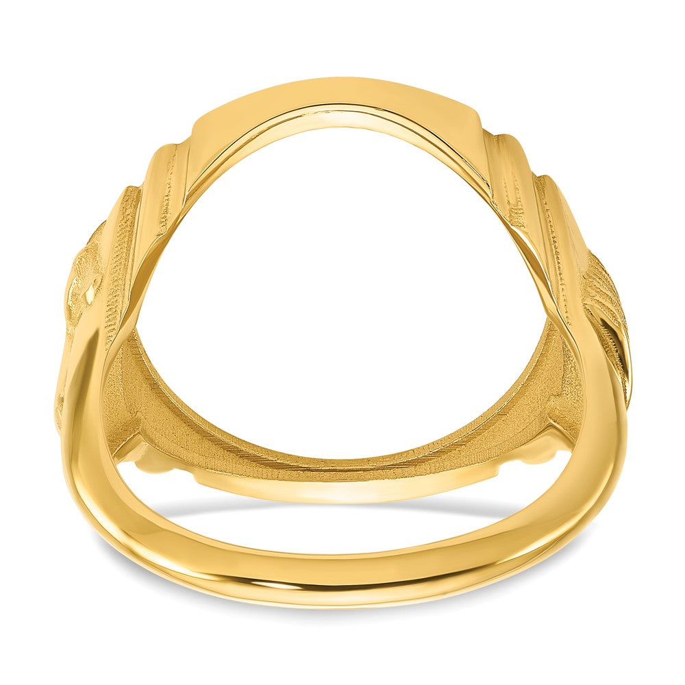 Wideband Distinguished Coin Jewelry 14k Men's Polished with Horse Sides 16.5mm Coin Bezel Ring