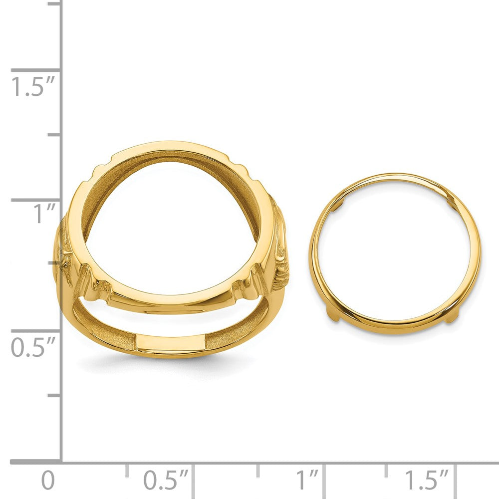 Wideband Distinguished Coin Jewelry 14k Men's Polished with Horse Sides 16.5mm Coin Bezel Ring