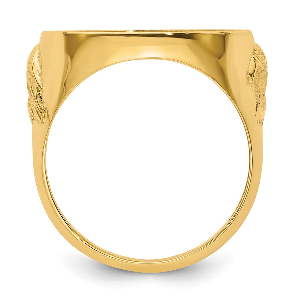 Wideband Distinguished Coin Jewelry 14k Men's Polished Textured and Diamond-cut with Eagle Side 16.5mm Coin Bezel Ring
