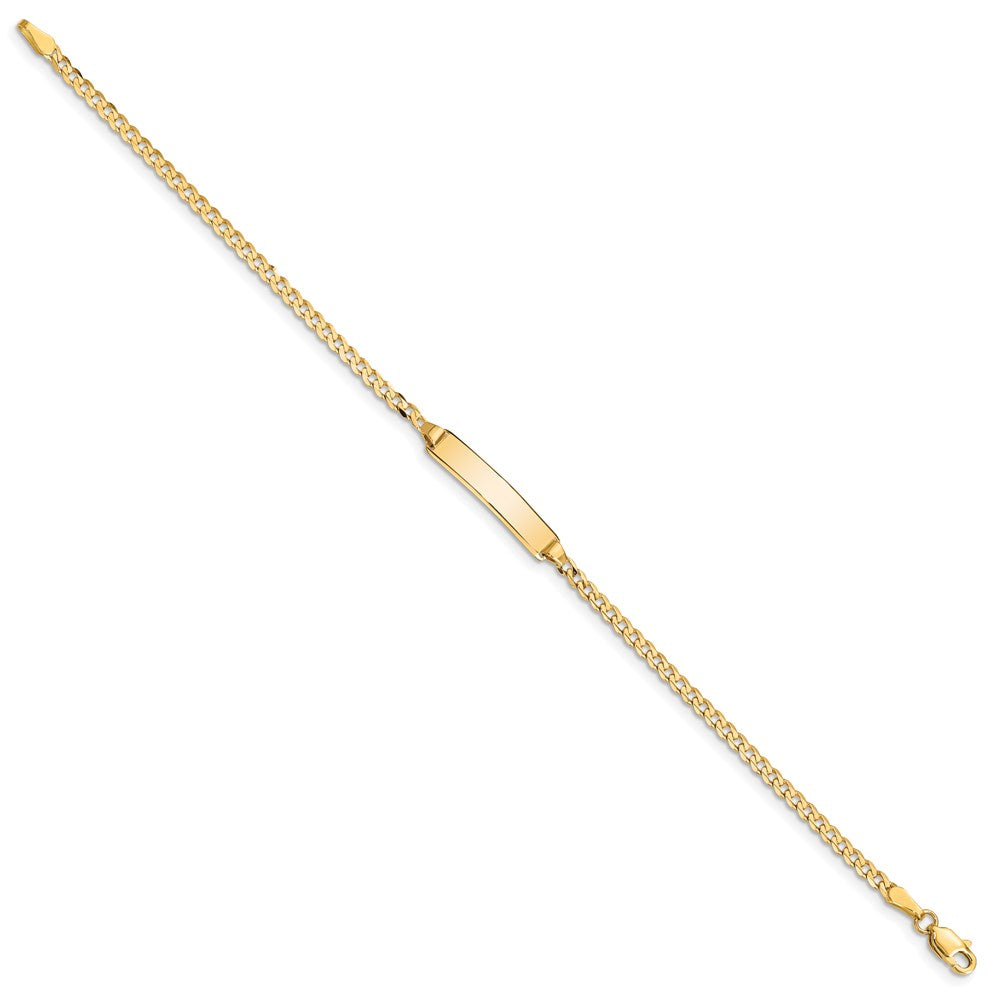 14k Polished Solid Chain/Solid Plate Curb Link 20x4.8mm Plate 6 inch Baby/Child ID Bracelet