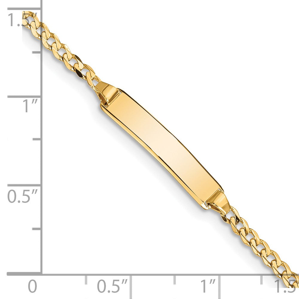 14k Polished Solid Chain/Solid Plate Curb Link 20x4.8mm Plate 8 inch ID Bracelet
