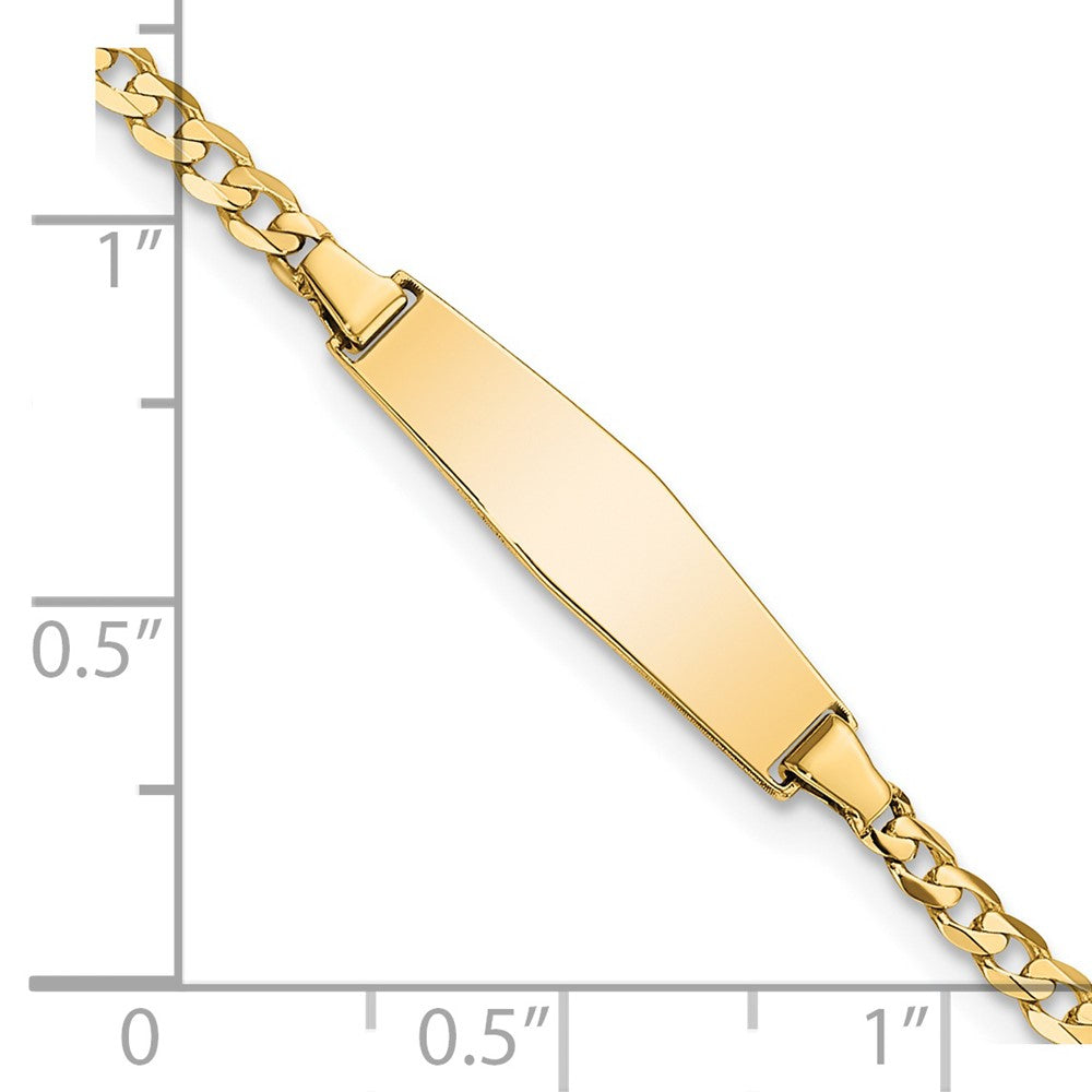14k Polished Solid Chain/Solid Plate Curb Link Soft Diamond Shape 19.5x5.5mm Plate 7 inch ID Bracelet