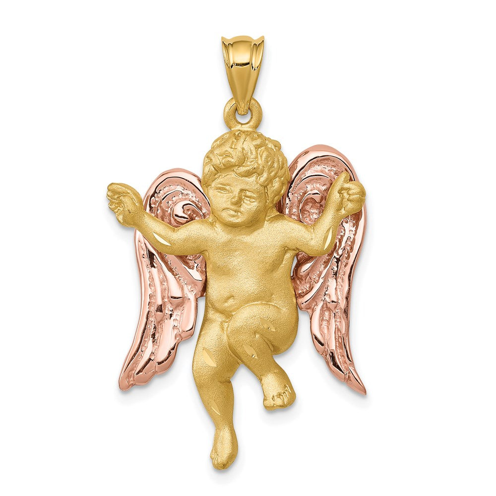 Solid;Casted;Diamond-cut;14K Two-tone;Open back;Textured back;Polished & satin