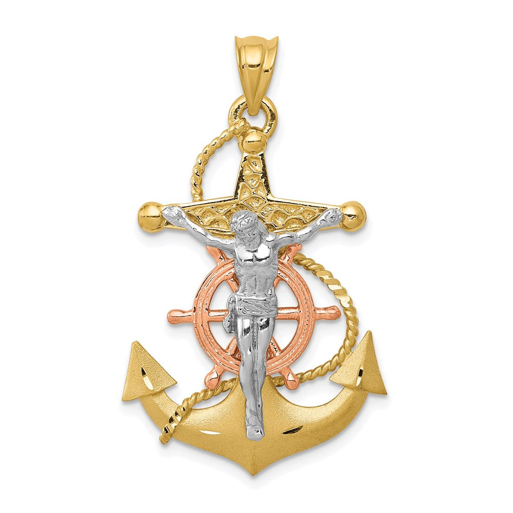 Solid;Casted;Diamond-cut;Polished;Satin;14K Tri-color