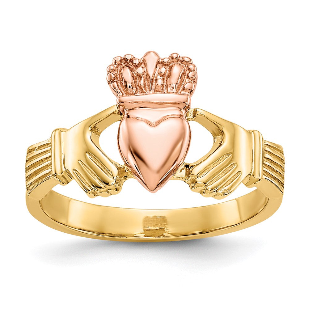 Solid;Casted;Polished;14K Two-tone;Open back