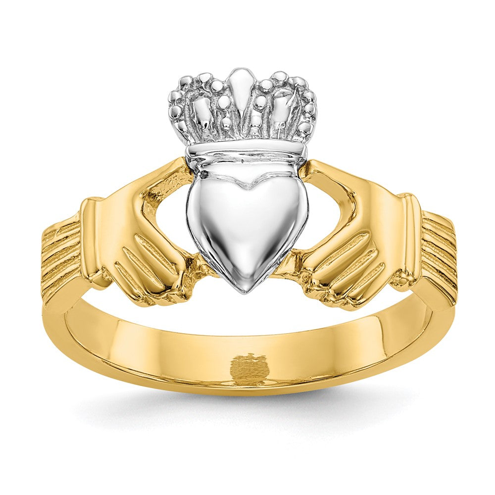 Solid;Casted;Polished;14K Two-tone;Open back