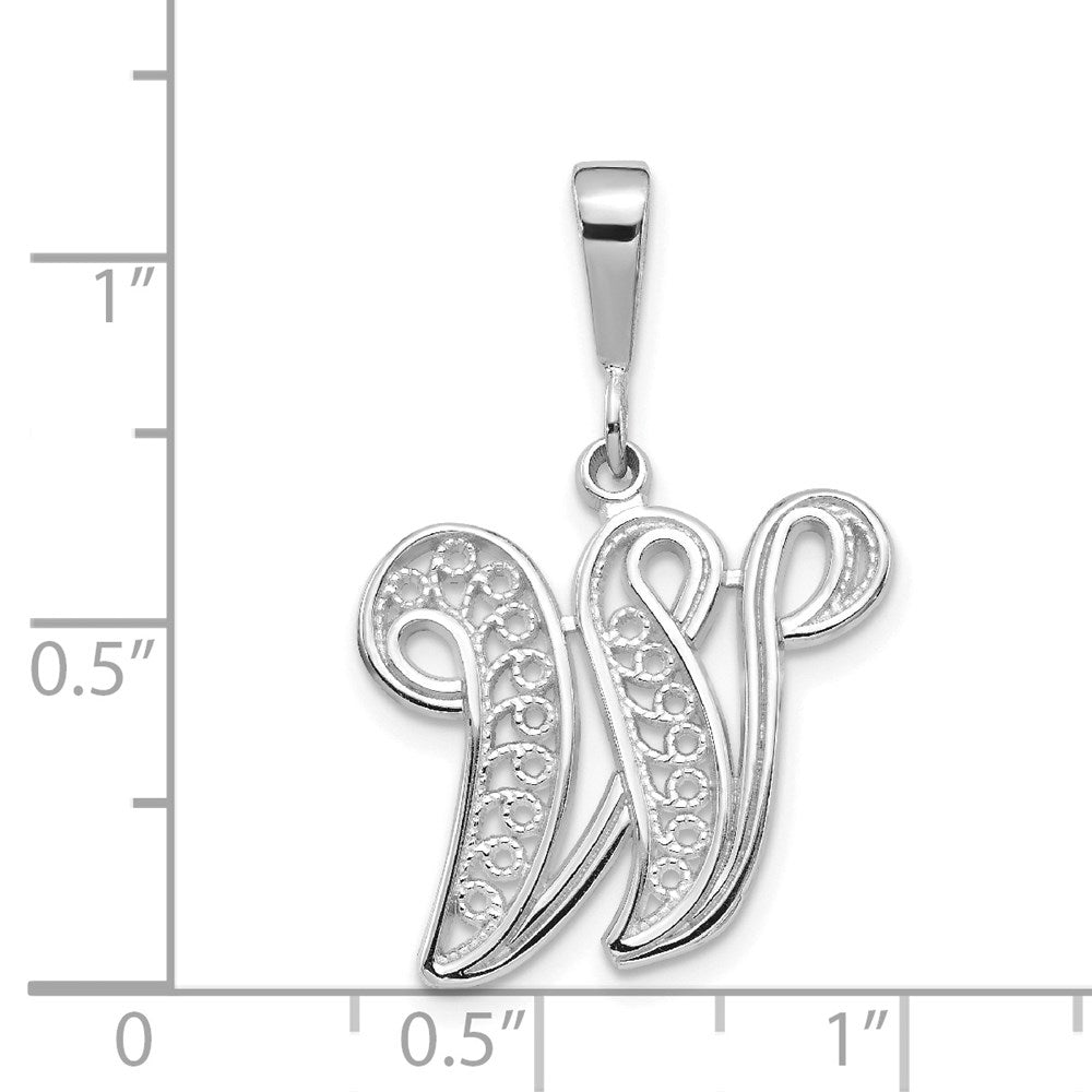 10KW Filigree Initial W Pendant
