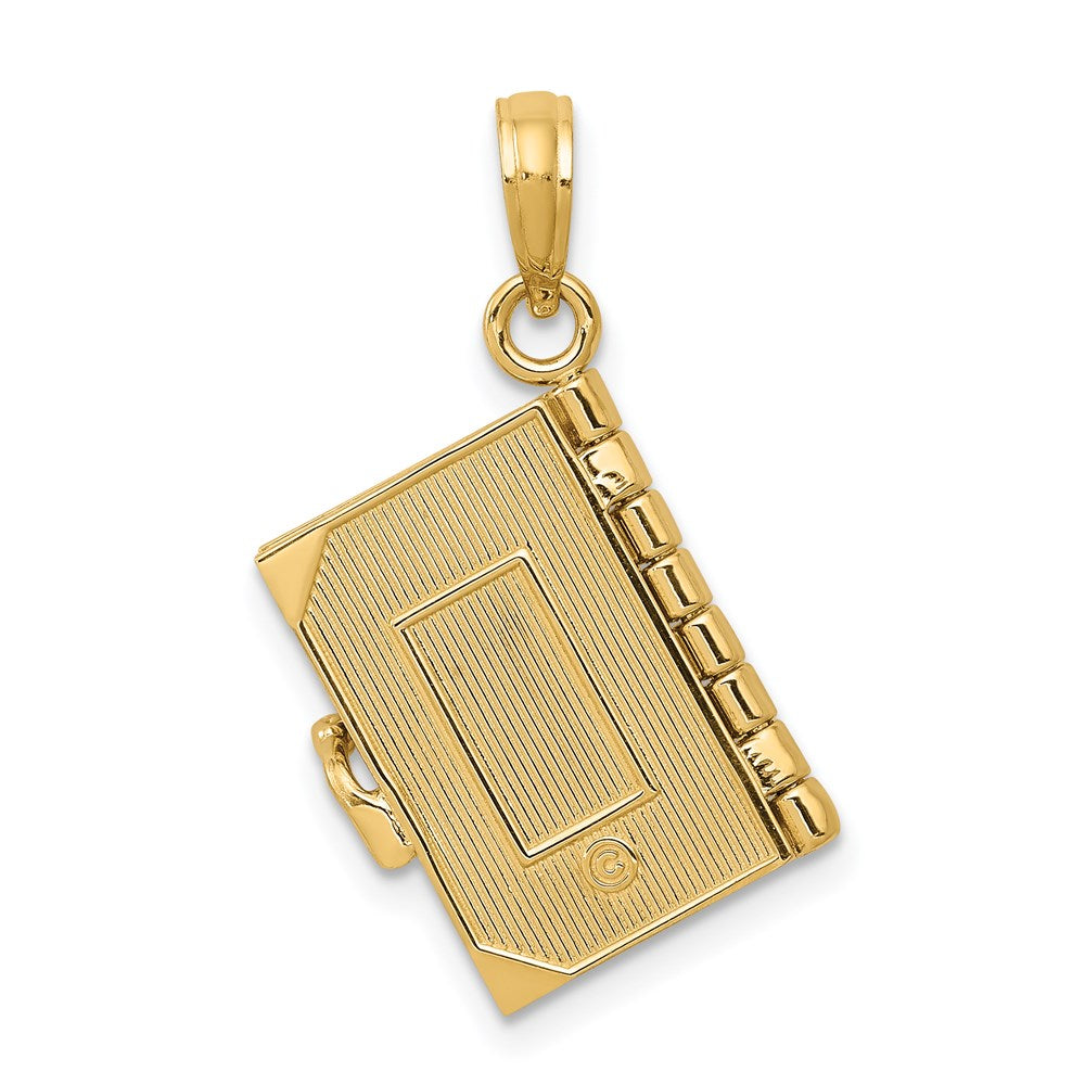 14K 3-D Bible with Lord's Prayer and Moveable Pages Pendant