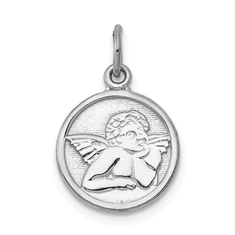 Solid;Polished;Die struck;14K White gold;Not engraveable;Textured back
