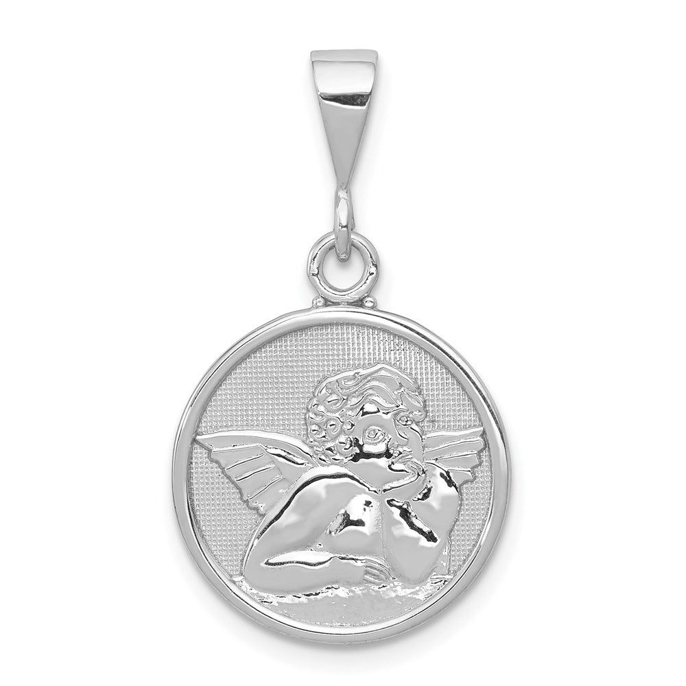 Solid;Die struck;14K White gold;Textured back;Polished & satin