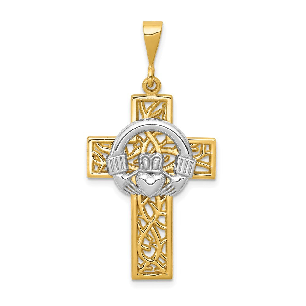 Solid;Polished;14k Yellow gold;14K White gold;Open back;Not engraveable;Textured back