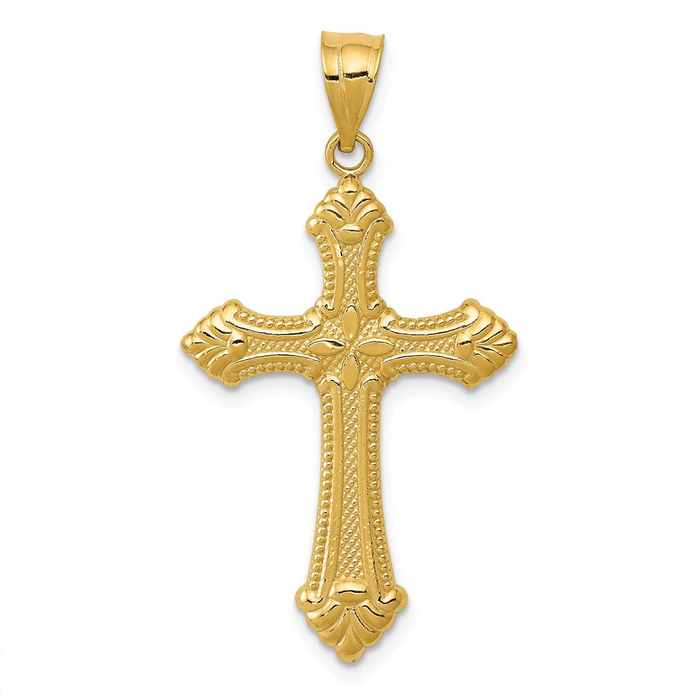 Solid;Casted;Polished;14k Yellow gold;Open back;Textured back
