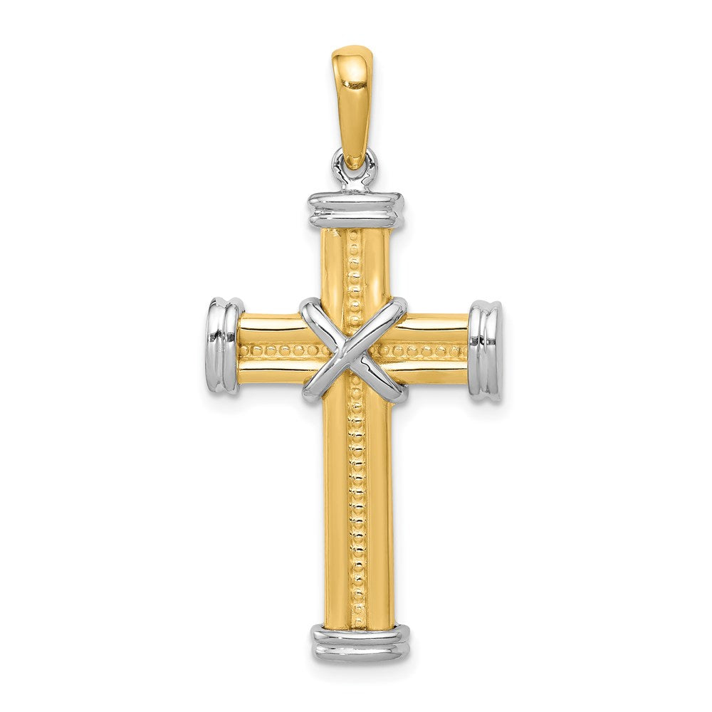 Solid;Casted;Polished;14K Two-tone;Not engraveable;Textured back