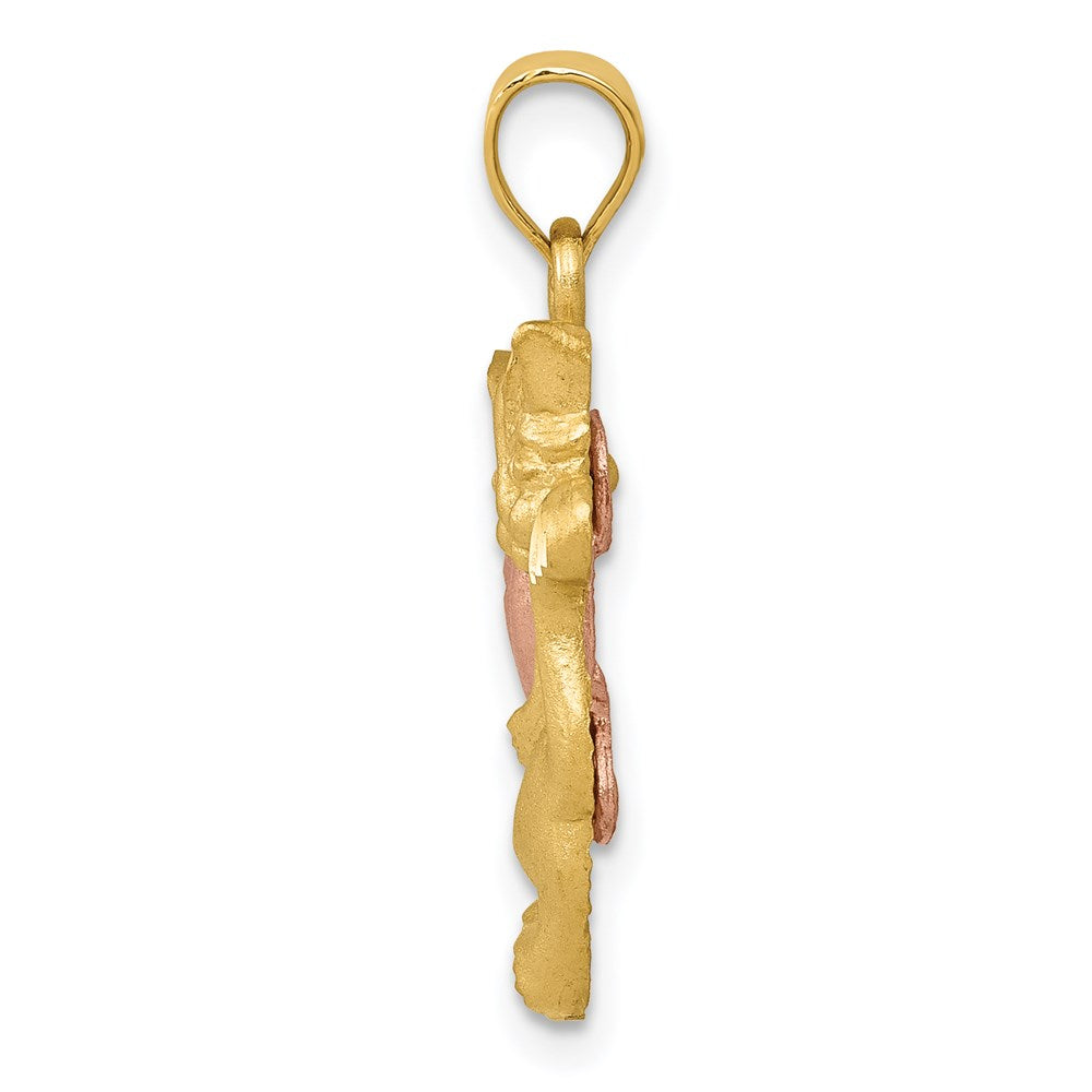 14k Two-Tone Cat with Heart Charm