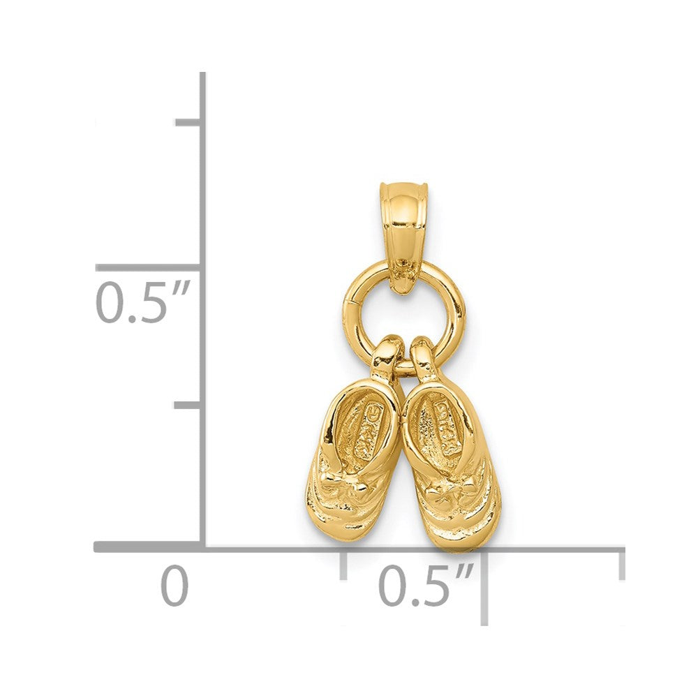 14k 3-D Moveable Baby Shoes Charm