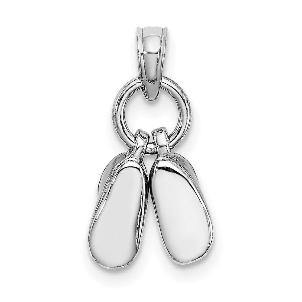 14k White Gold 3-D Moveable Baby Shoes Charm