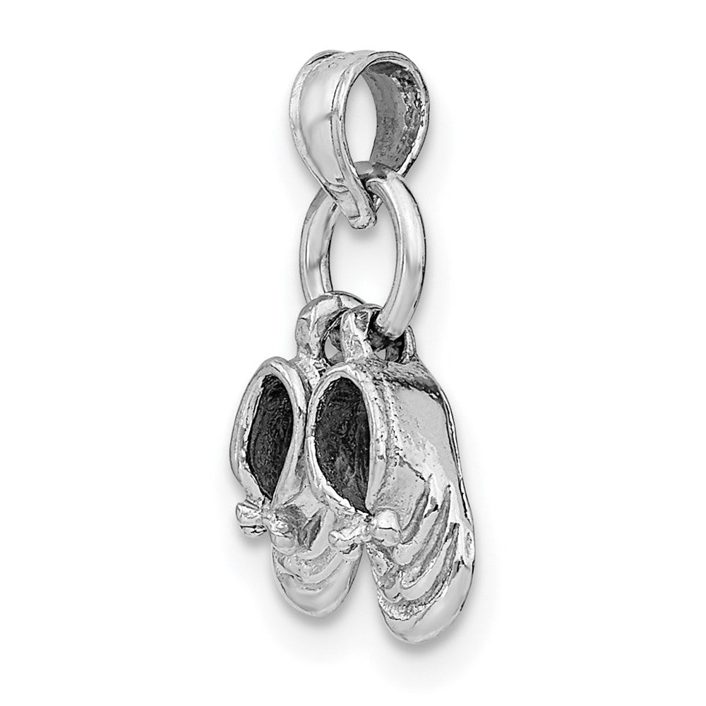 14k White Gold 3-D Moveable Baby Shoes Charm