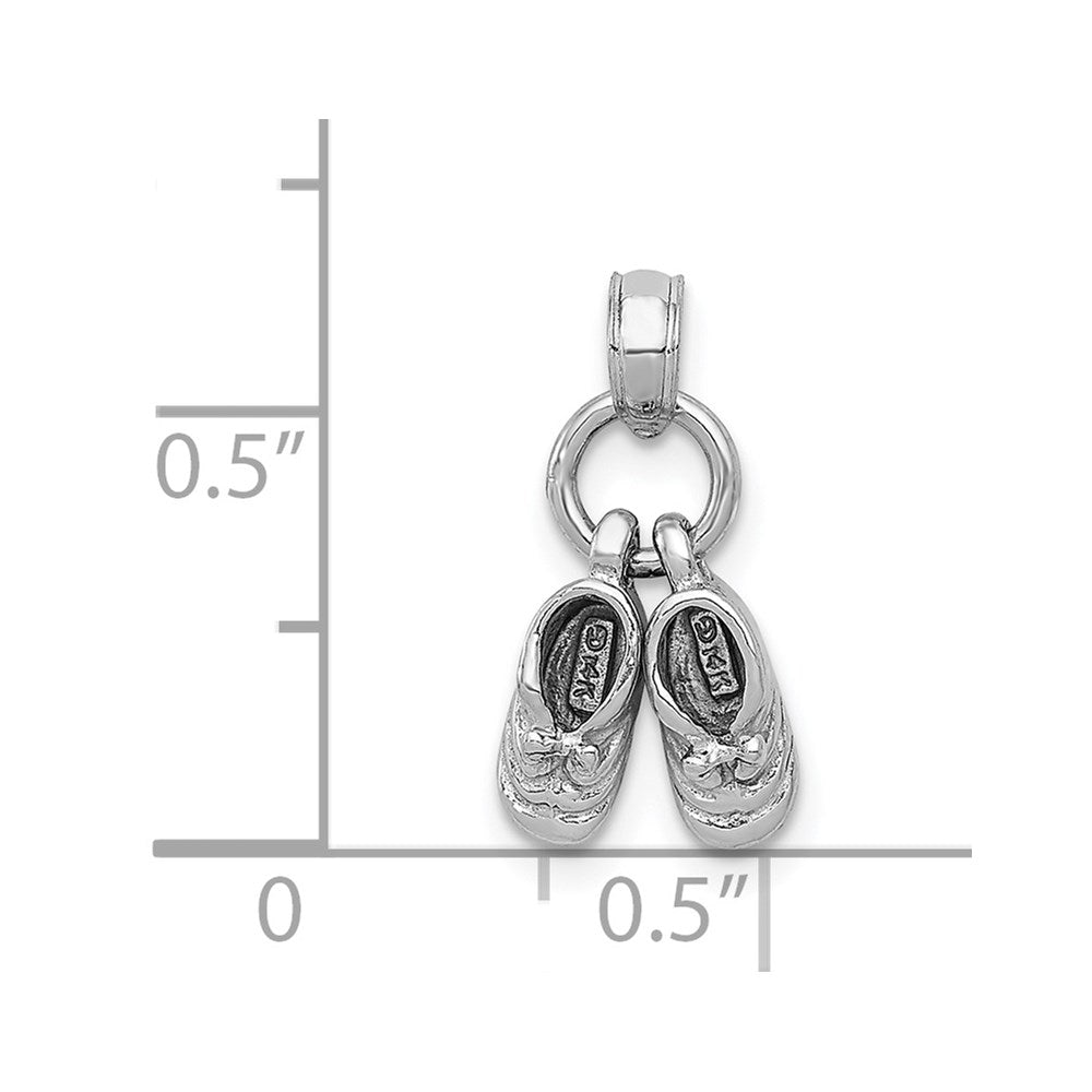 14k White Gold 3-D Moveable Baby Shoes Charm