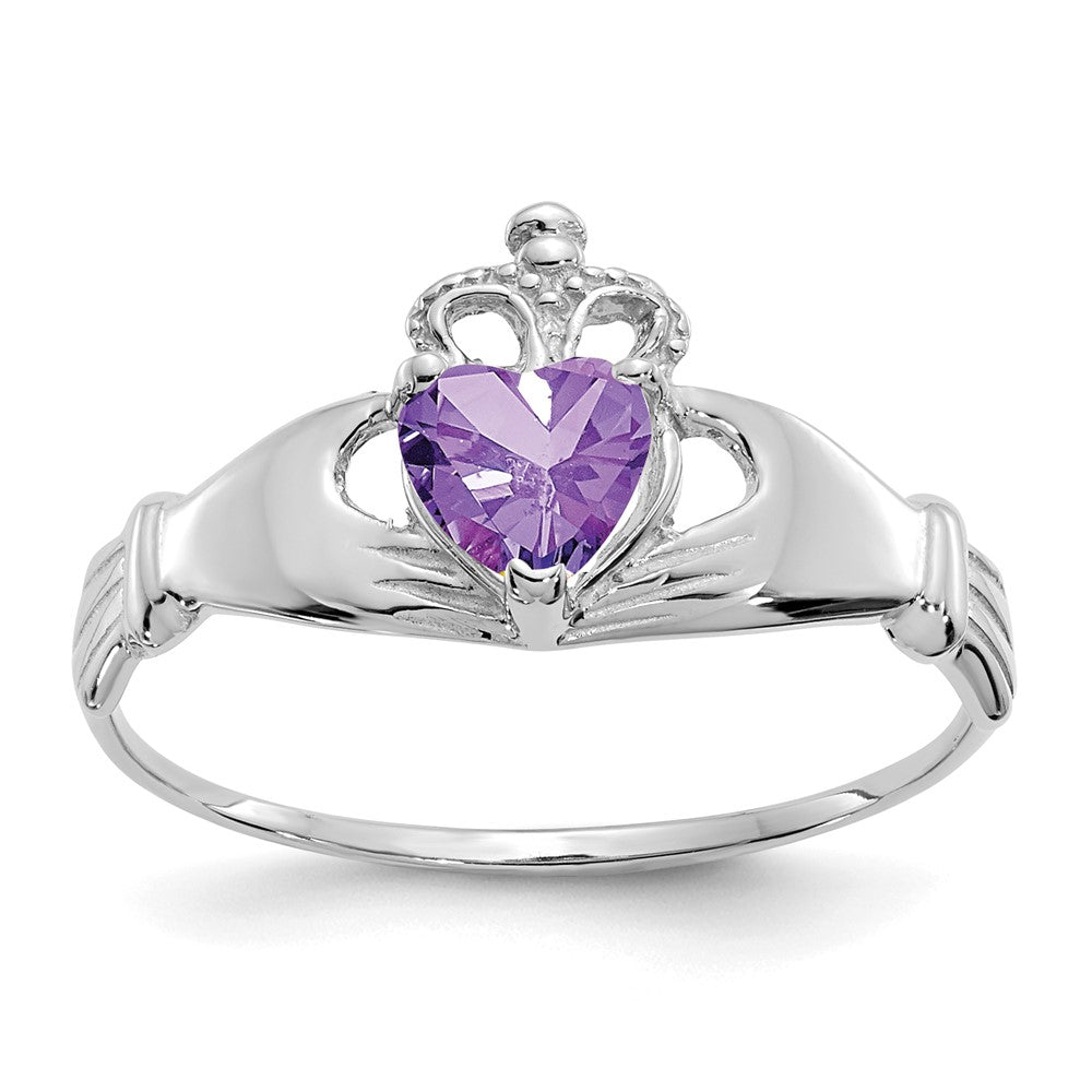 Casted;Polished;14K White gold;Synthetic;CZ