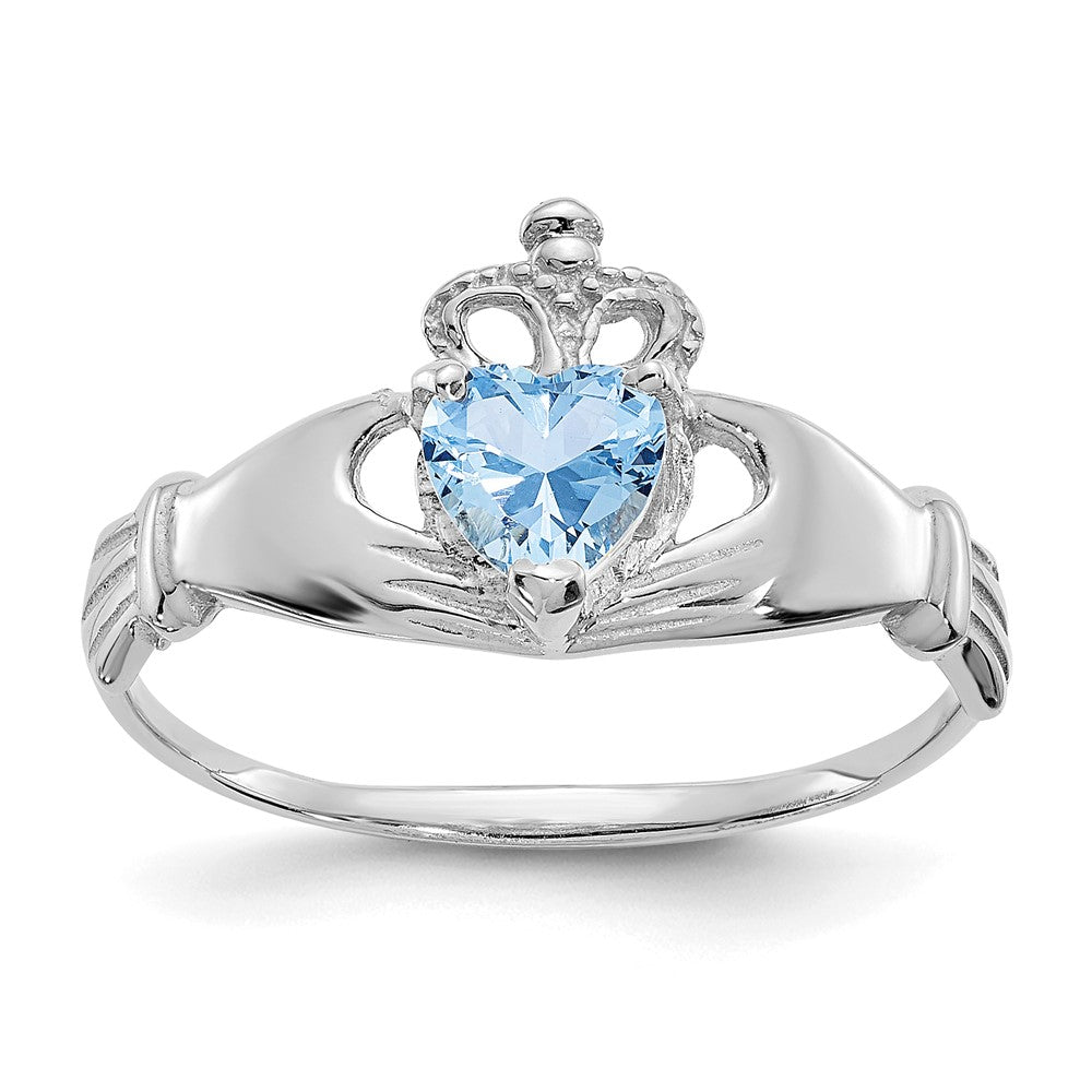 Casted;Polished;14K White gold;Synthetic;CZ