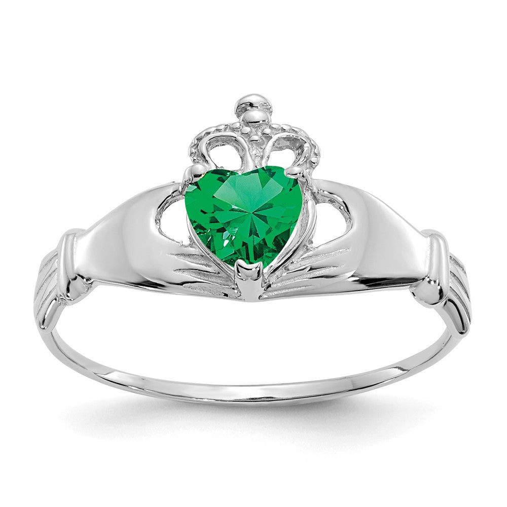 Casted;Polished;14K White gold;Synthetic;CZ