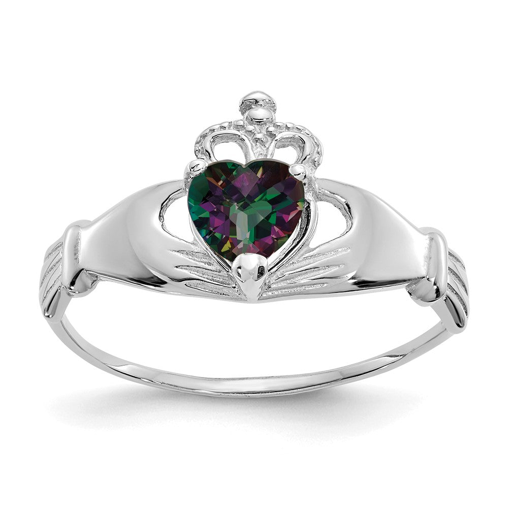 Casted;Polished;14K White gold;Synthetic;CZ