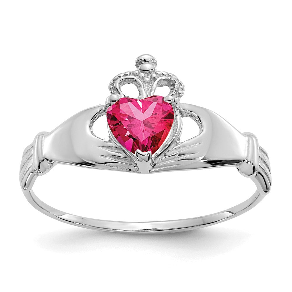Casted;Polished;14K White gold;Synthetic;CZ