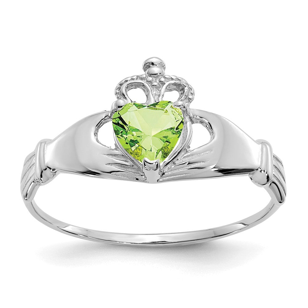 Casted;Polished;14K White gold;Synthetic;CZ