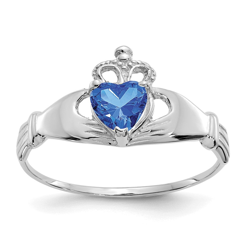 Casted;Polished;14K White gold;Synthetic;CZ