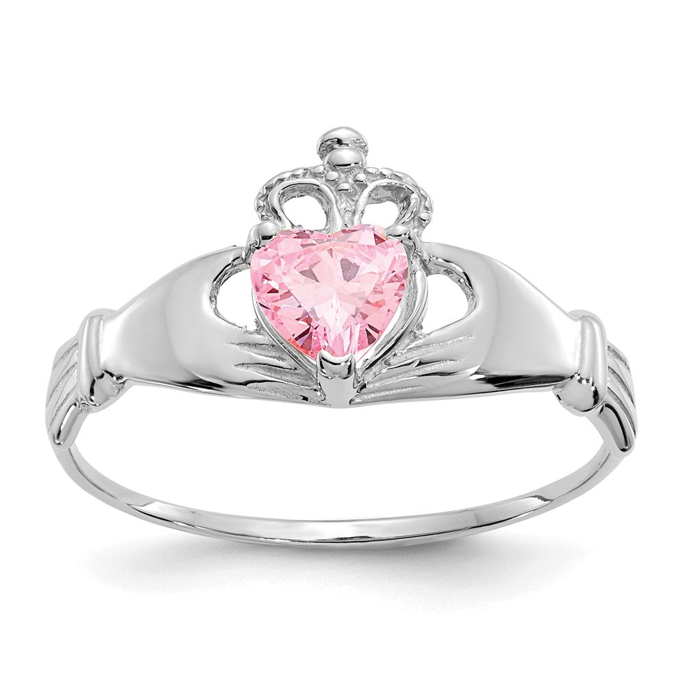 Casted;Polished;14K White gold;Synthetic;CZ