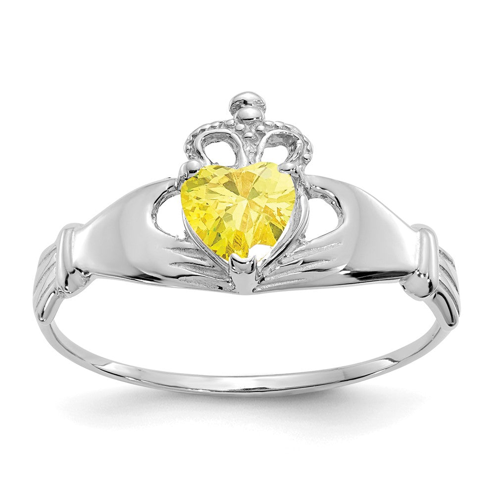Casted;Polished;14K White gold;Synthetic;CZ