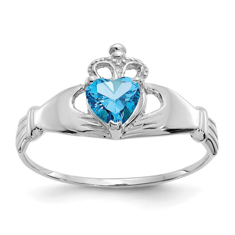 Casted;Polished;14K White gold;Synthetic;CZ