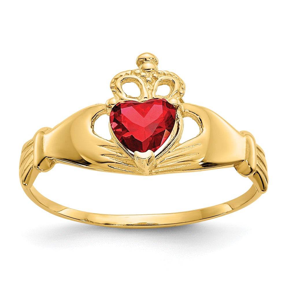 Casted;Polished;14k Yellow gold;Synthetic;CZ
