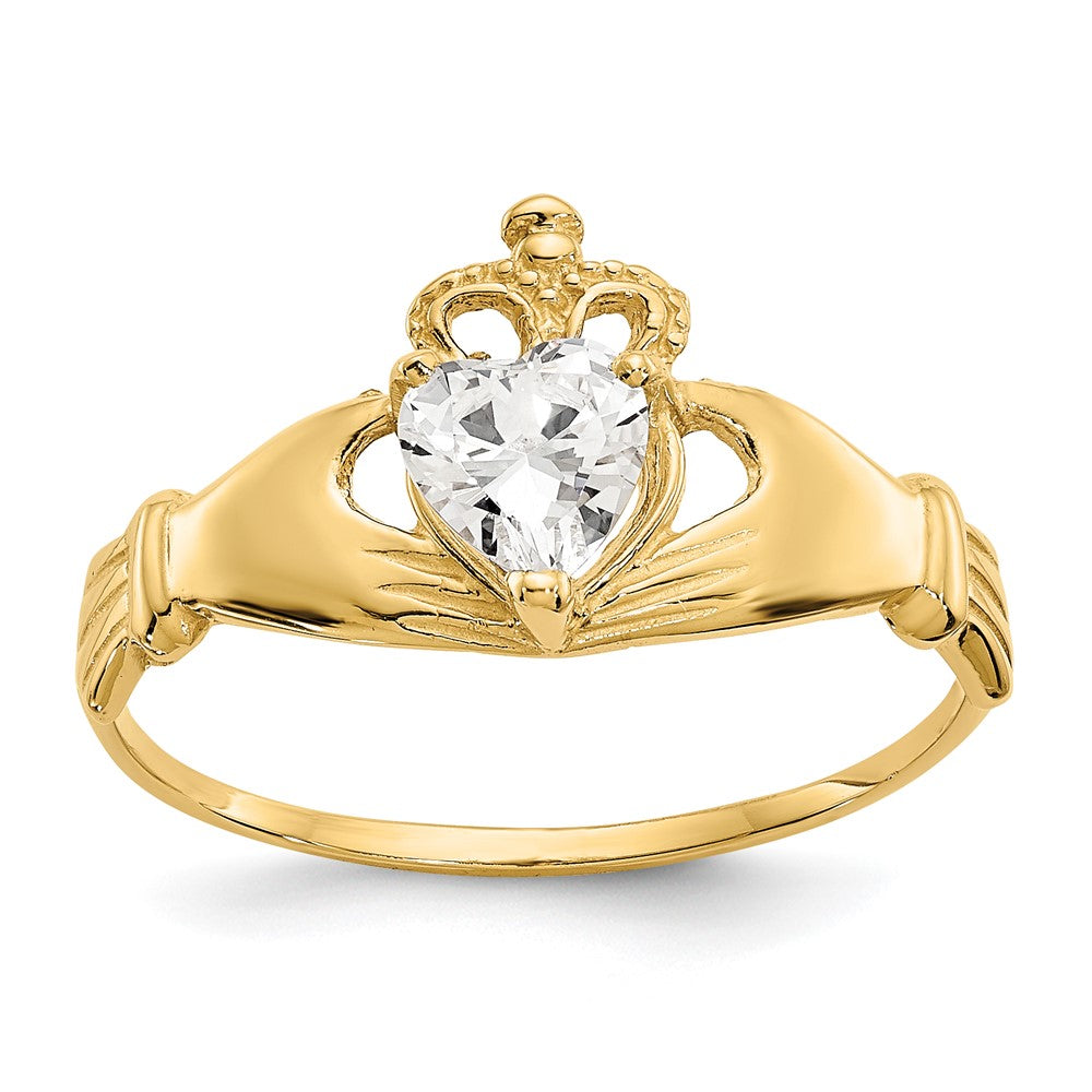 Casted;Polished;14k Yellow gold;Synthetic;CZ