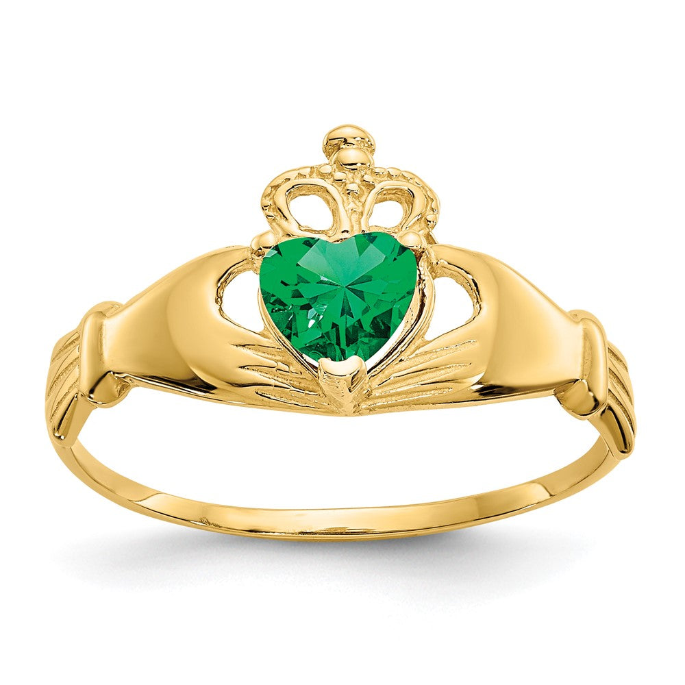 Casted;Polished;14k Yellow gold;Synthetic;CZ