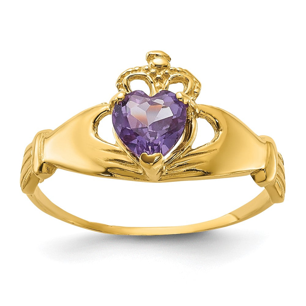 Casted;Polished;14k Yellow gold;Synthetic;CZ