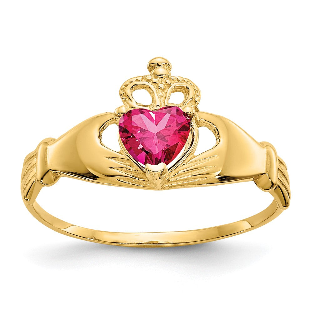 Casted;Polished;14k Yellow gold;Synthetic;CZ